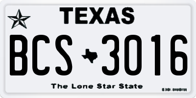 TX license plate BCS3016