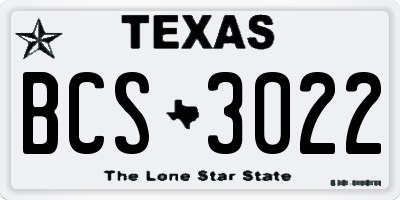 TX license plate BCS3022