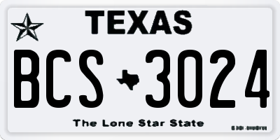 TX license plate BCS3024