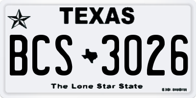 TX license plate BCS3026