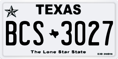 TX license plate BCS3027