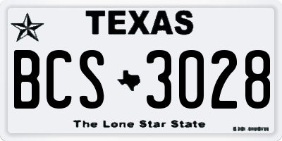 TX license plate BCS3028