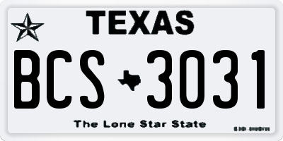 TX license plate BCS3031