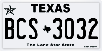 TX license plate BCS3032
