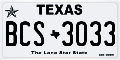 TX license plate BCS3033