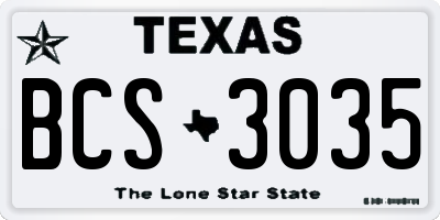 TX license plate BCS3035