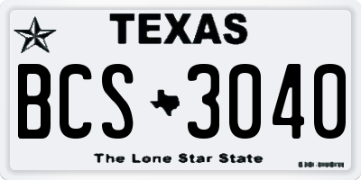 TX license plate BCS3040