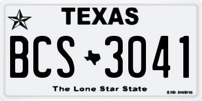 TX license plate BCS3041