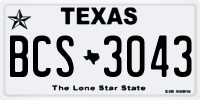 TX license plate BCS3043