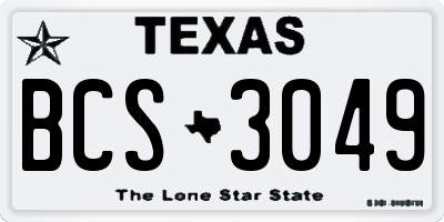 TX license plate BCS3049