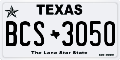 TX license plate BCS3050