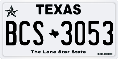 TX license plate BCS3053