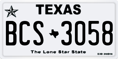 TX license plate BCS3058