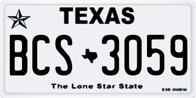 TX license plate BCS3059