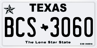 TX license plate BCS3060
