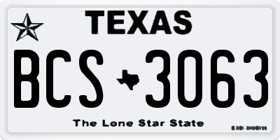TX license plate BCS3063
