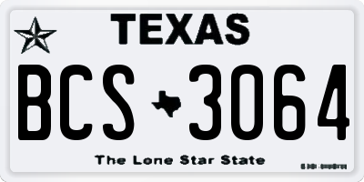 TX license plate BCS3064