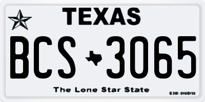 TX license plate BCS3065