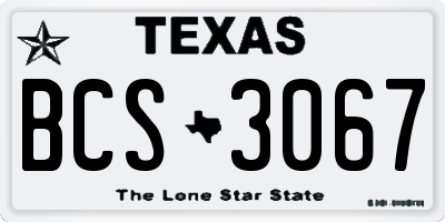 TX license plate BCS3067