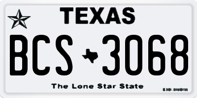 TX license plate BCS3068