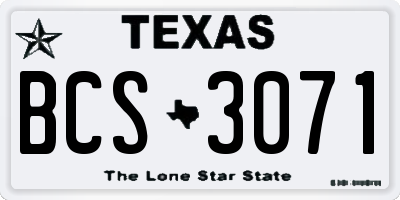 TX license plate BCS3071