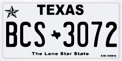 TX license plate BCS3072