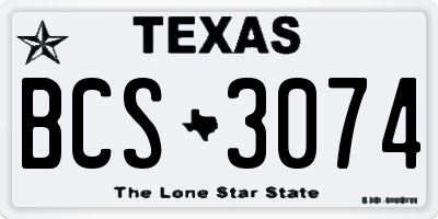 TX license plate BCS3074