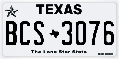 TX license plate BCS3076