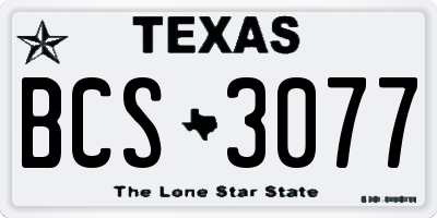 TX license plate BCS3077