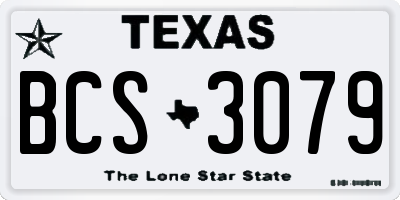 TX license plate BCS3079