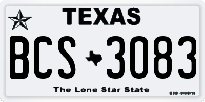 TX license plate BCS3083