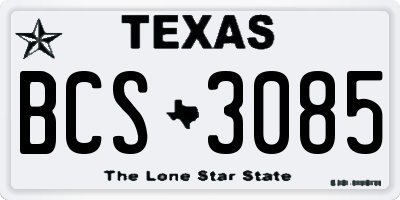TX license plate BCS3085