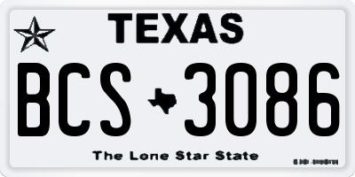 TX license plate BCS3086