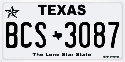 TX license plate BCS3087