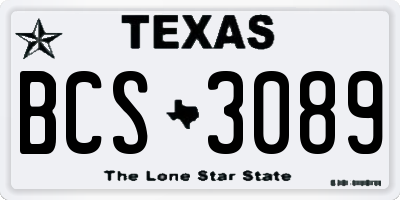 TX license plate BCS3089