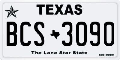 TX license plate BCS3090