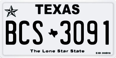 TX license plate BCS3091