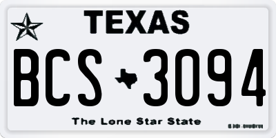 TX license plate BCS3094