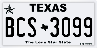 TX license plate BCS3099
