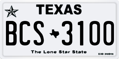 TX license plate BCS3100