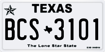 TX license plate BCS3101