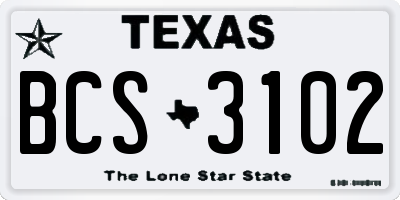 TX license plate BCS3102