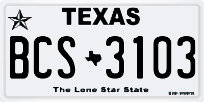 TX license plate BCS3103