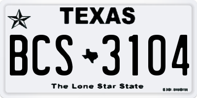TX license plate BCS3104