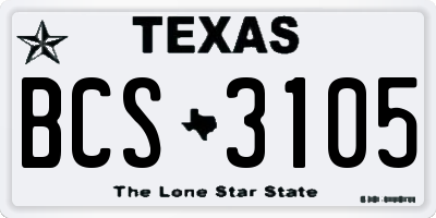 TX license plate BCS3105