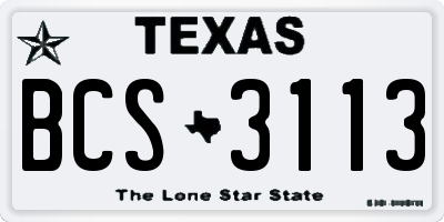 TX license plate BCS3113