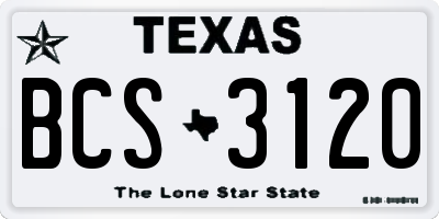 TX license plate BCS3120