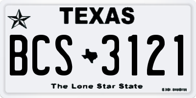 TX license plate BCS3121