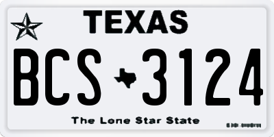 TX license plate BCS3124