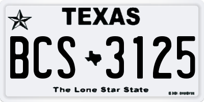 TX license plate BCS3125